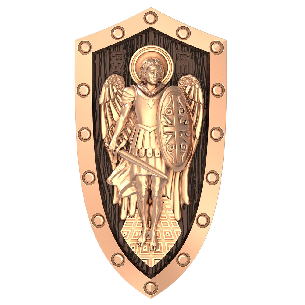 Нательная икона из красного золота 585 пробы c эбеновым деревом