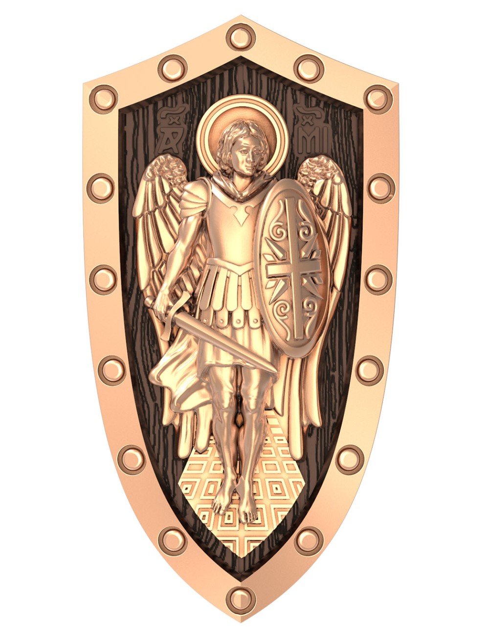 Образок из золота c эбеновым деревом