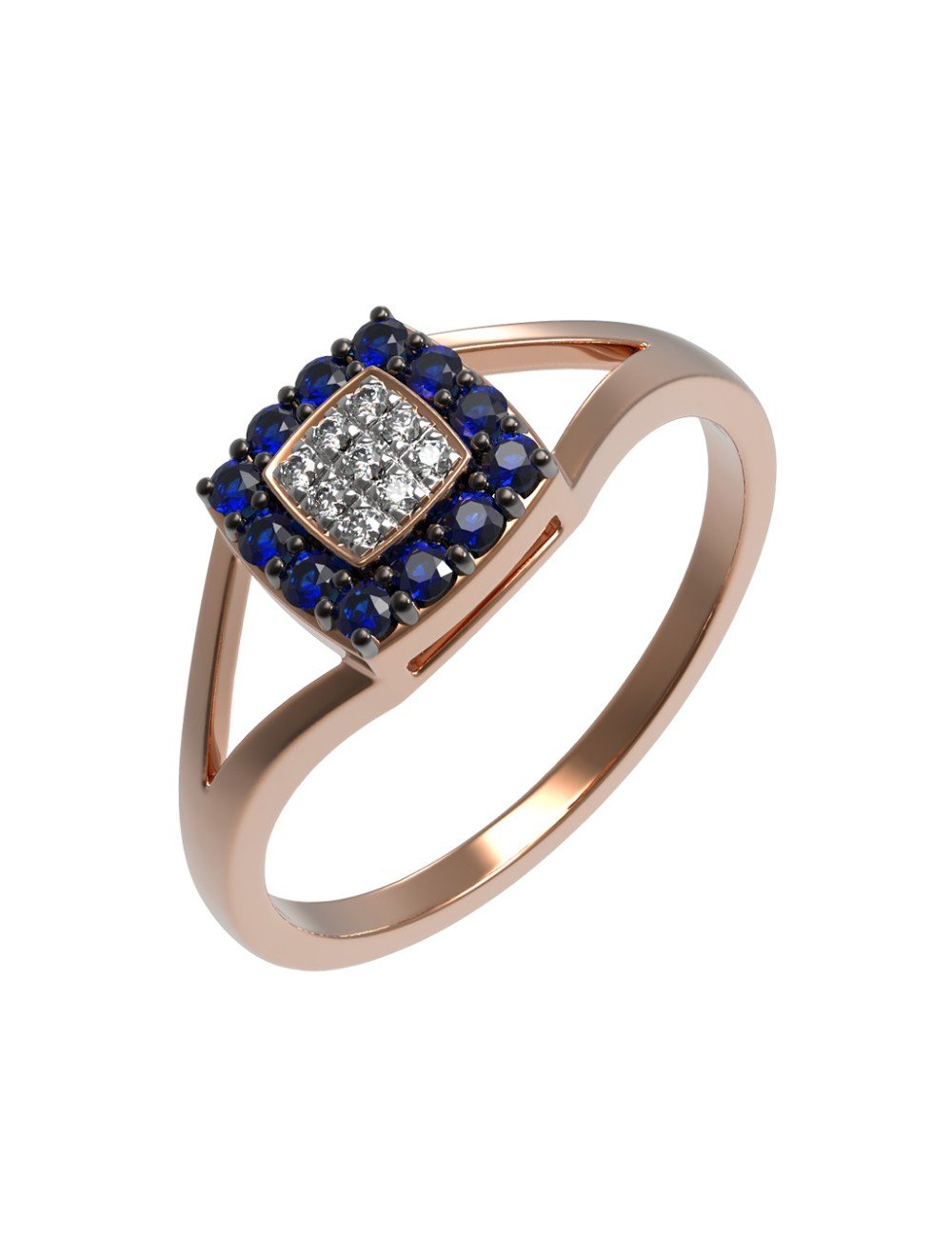 Кольцо из золота c бриллиантами и сапфиром