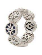 Кольцо из белого золота c бриллиантами, лазуритом и перламутром