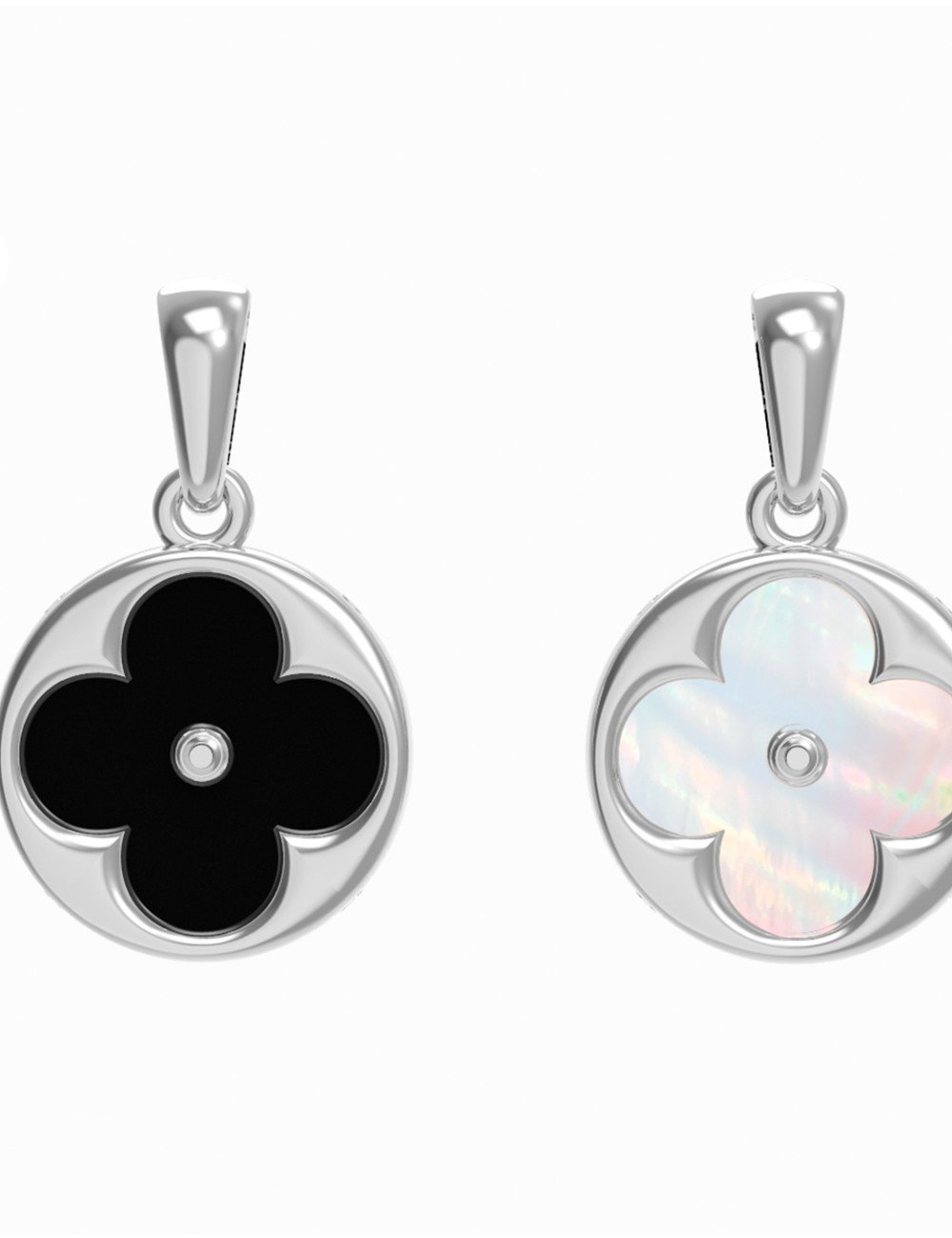 Подвеска из белого золота c ониксом и перламутром