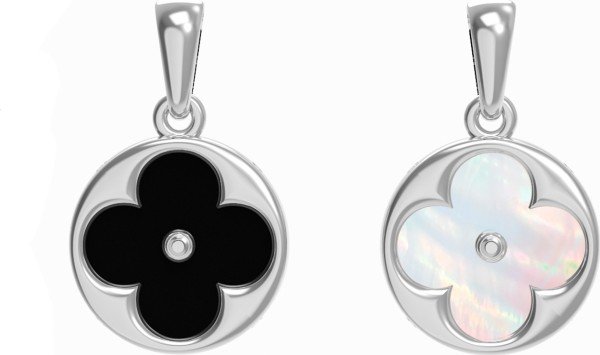 Подвеска из белого золота c ониксом и перламутром