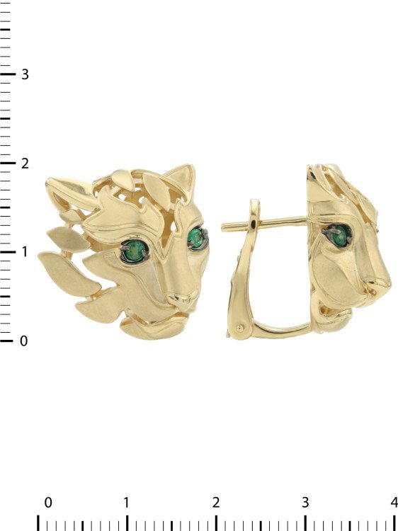 Серьги из лимонного золота c изумрудом