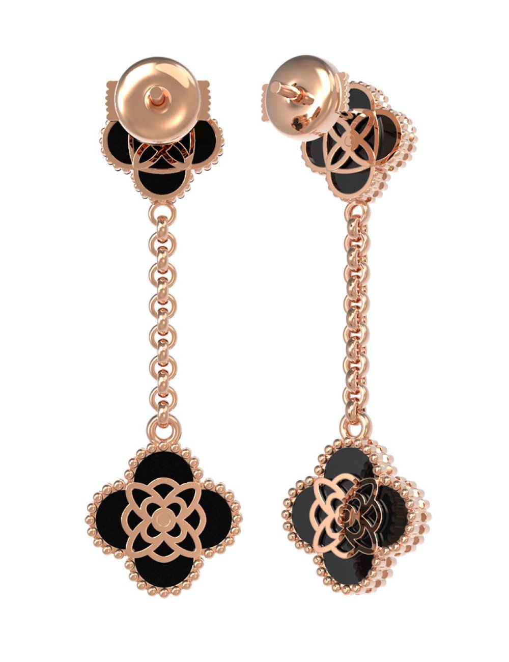 Серьги из золота c бриллиантами и ониксом