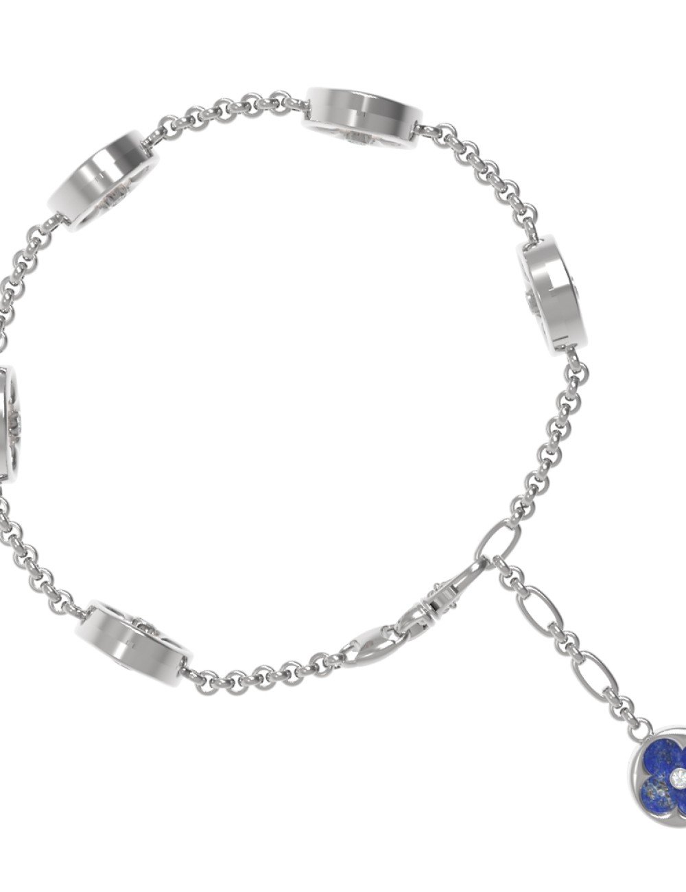 Браслет из белого золота c бриллиантами, лазуритом и перламутром