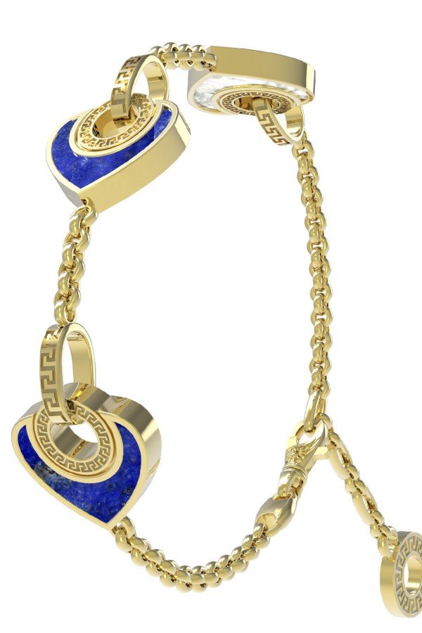 Браслет из лимонного золота c лазуритом и перламутром