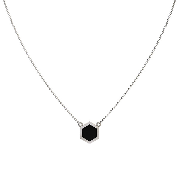 Колье из белого золота 585 пробы c ониксом