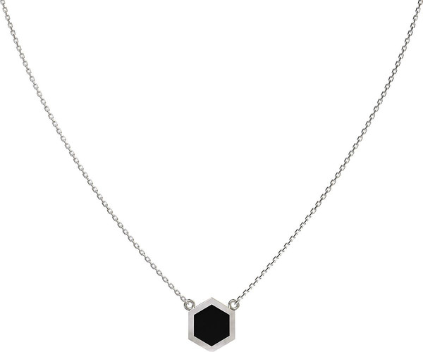 Колье из белого золота 585 пробы c ониксом