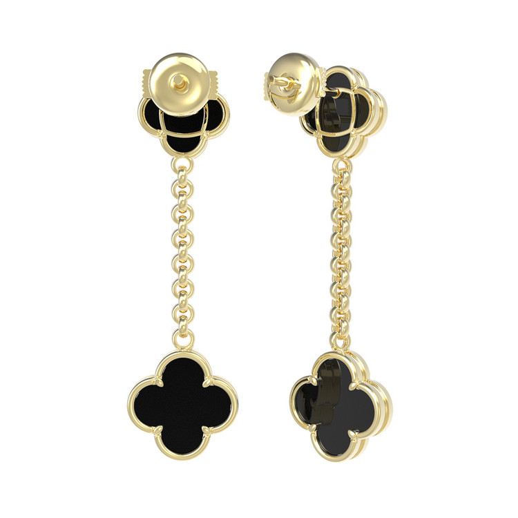 Серьги из лимонного золота 585 пробы c ониксом