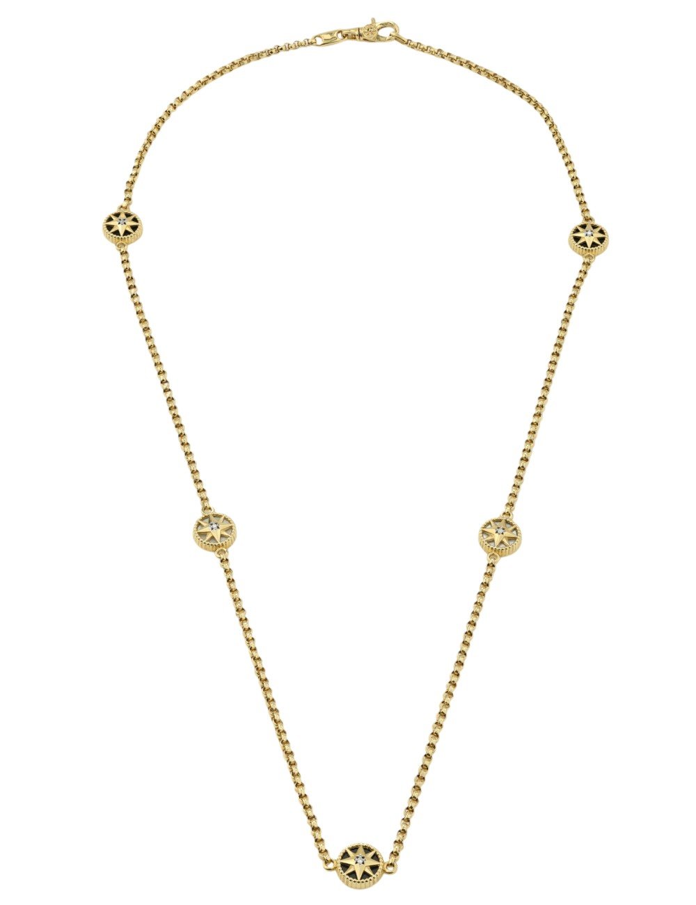 Колье из лимонного золота c бриллиантами, ониксом и перламутром