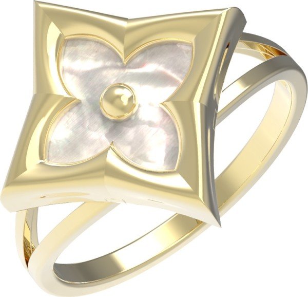 Кольцо из лимонного золота c перламутром
