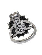 Кольцо из белого золота c эмалью и ониксом