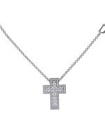 Крест из белого золота c бриллиантами