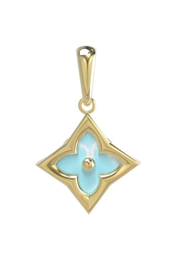 Подвеска из лимонного золота c бирюзой