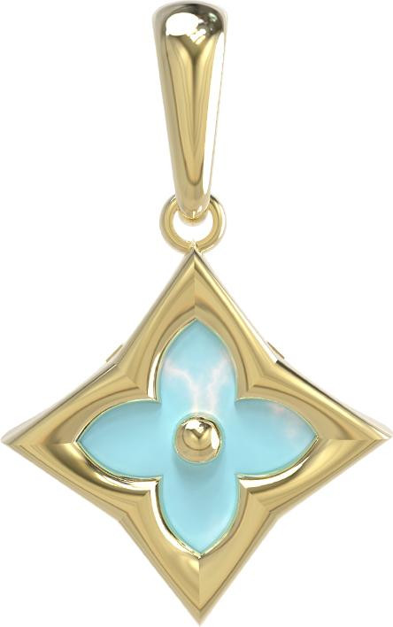 Подвеска из лимонного золота 585 пробы c бирюзой