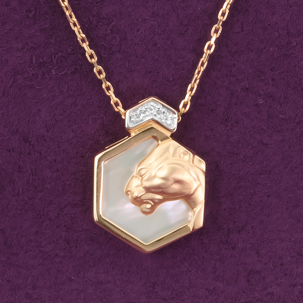 Колье из красного золота 585 пробы c бриллиантами и перламутром