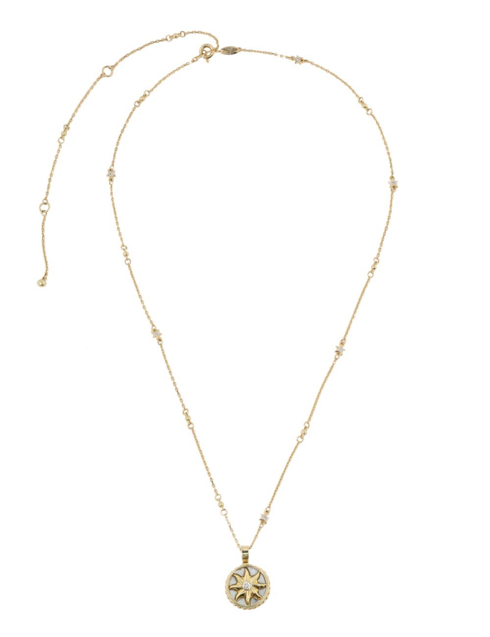 Колье из лимонного золота c бриллиантами, лазуритом и перламутром