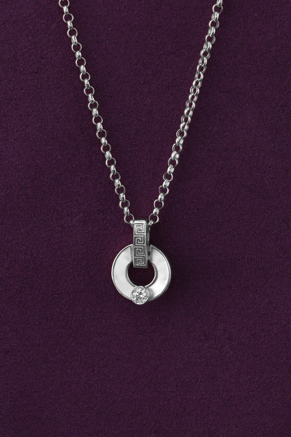 Колье из белого золота 585 пробы c бриллиантами и перламутром