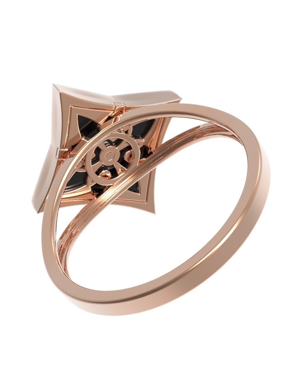 Кольцо из золота c бриллиантами и ониксом