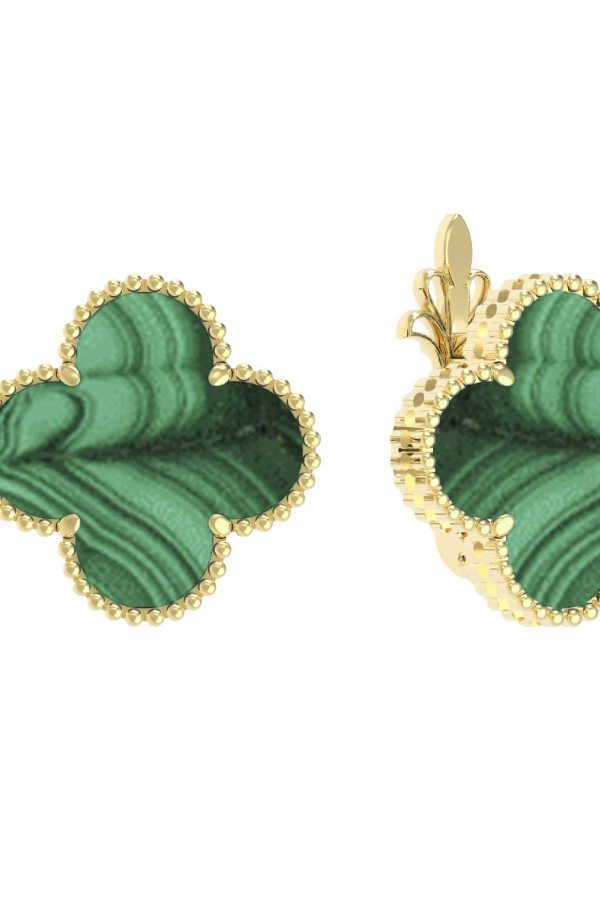 Серьги из лимонного золота c малахитом