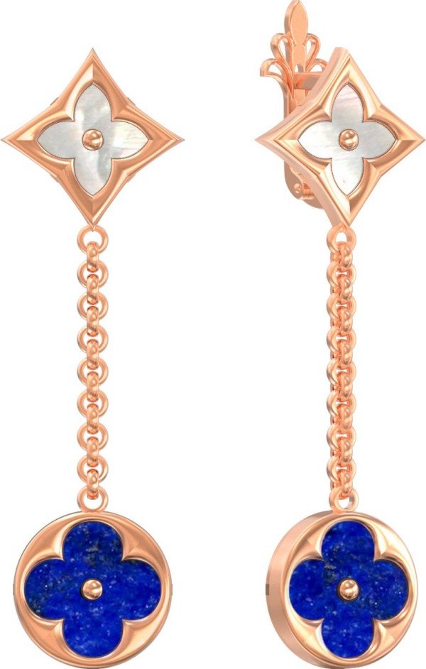 Серьги из золота c лазуритом и перламутром