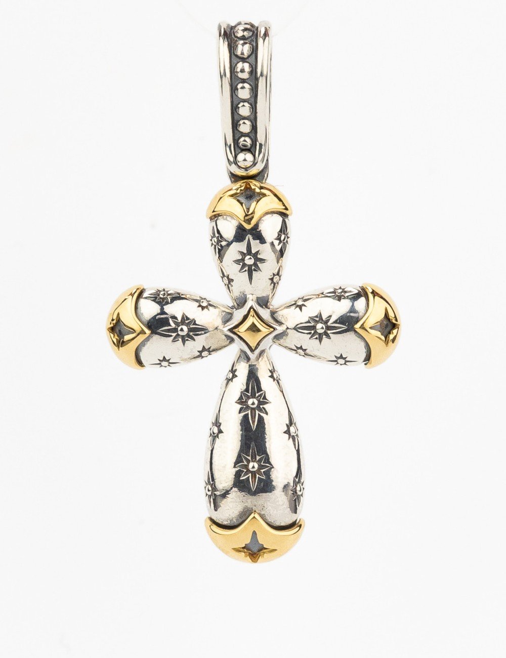 Крест из серебра и золота c фианитом