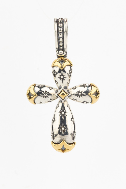 Крест из серебра 925 пробы и золота 750 пробы c фианитом