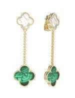 Серьги из лимонного золота c малахитом и перламутром