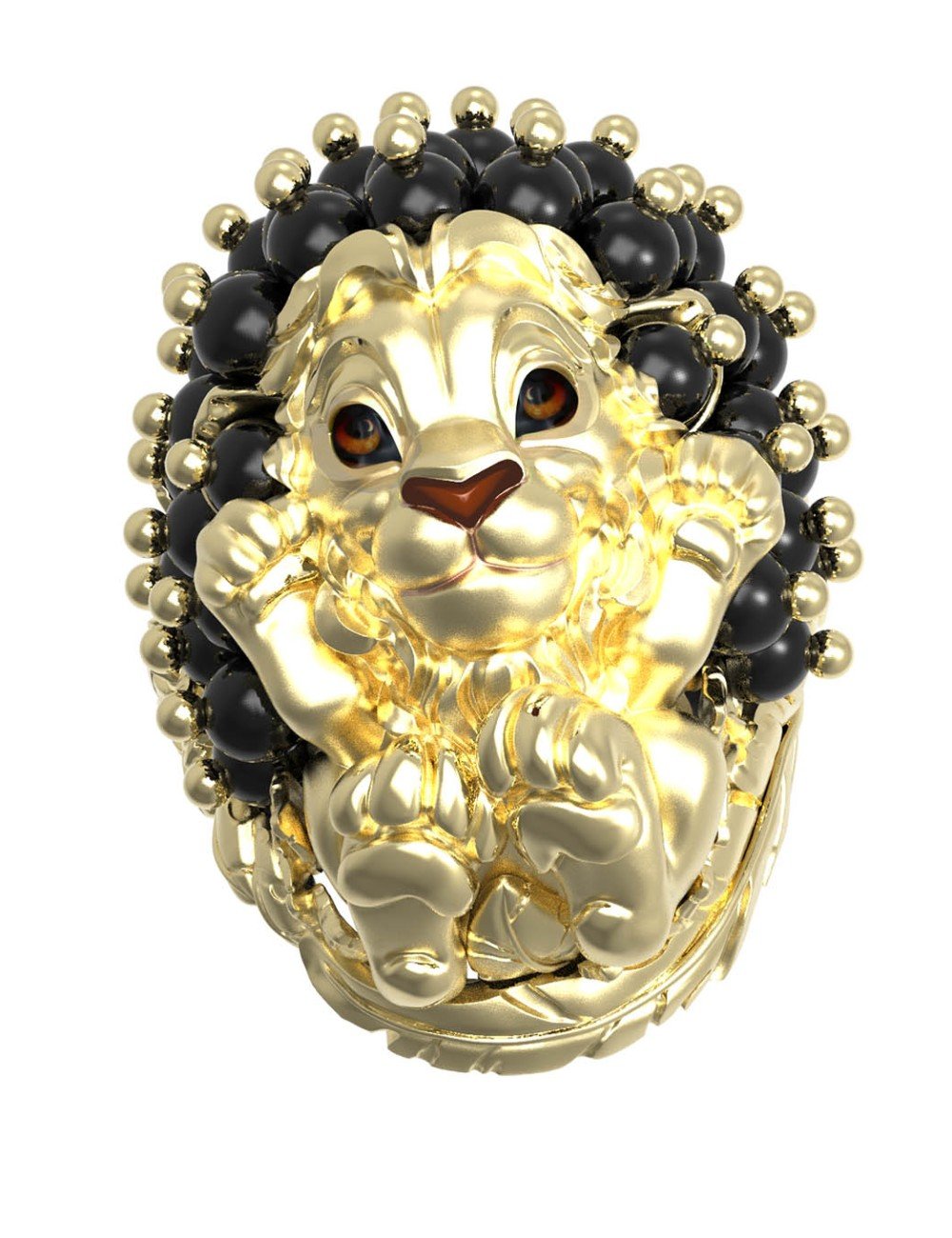 Кольцо из лимонного золота c эмалью и ониксом