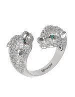 Кольцо из белого золота c бриллиантами и изумрудом