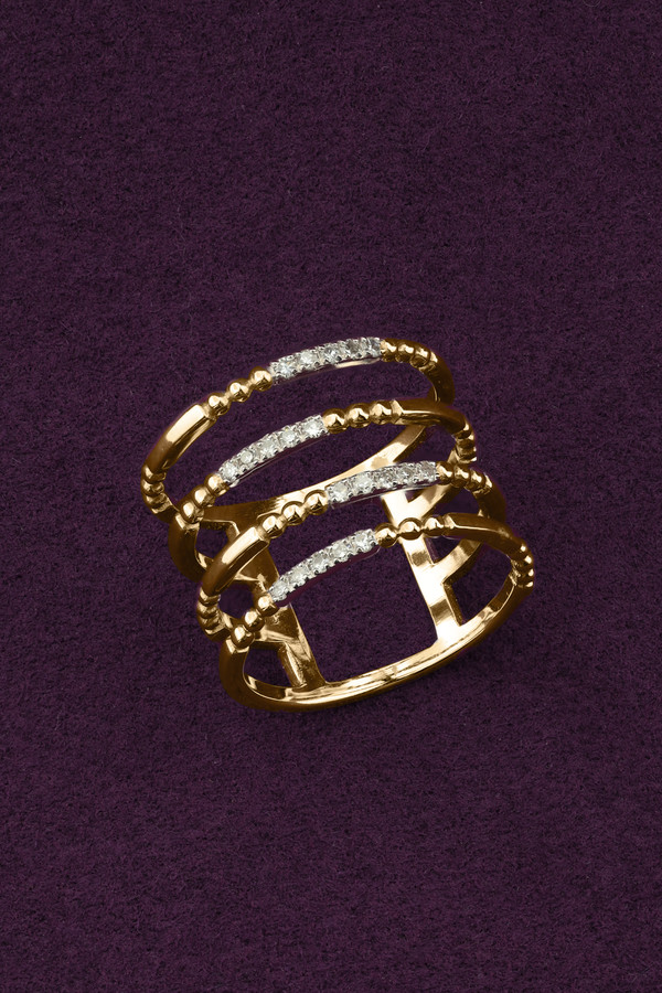 Кольцо из лимонного золота 585 пробы c бриллиантами