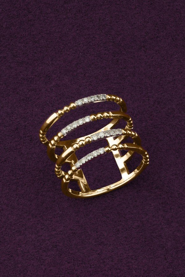 Кольцо из лимонного золота c бриллиантами