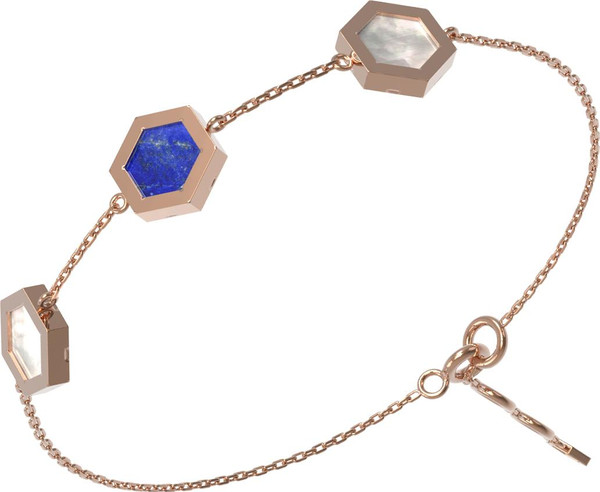 Браслет из красного золота 585 пробы c лазуритом и перламутром