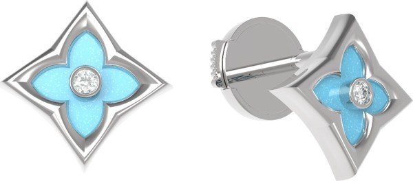Серьги из белого золота c бриллиантами и бирюзой