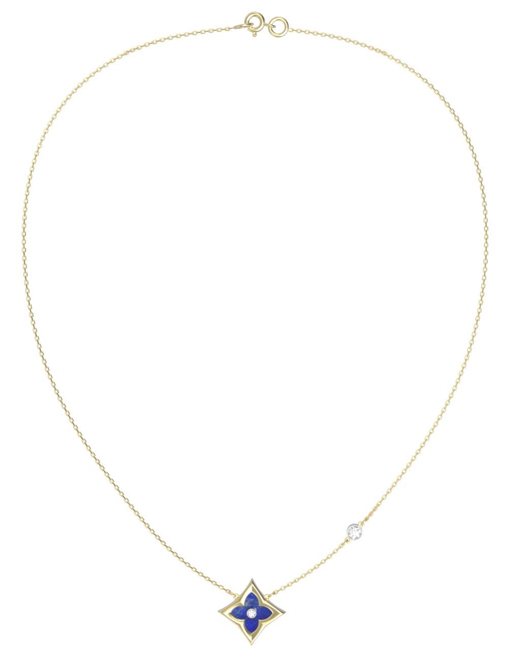 Колье из лимонного золота c бриллиантами и лазуритом