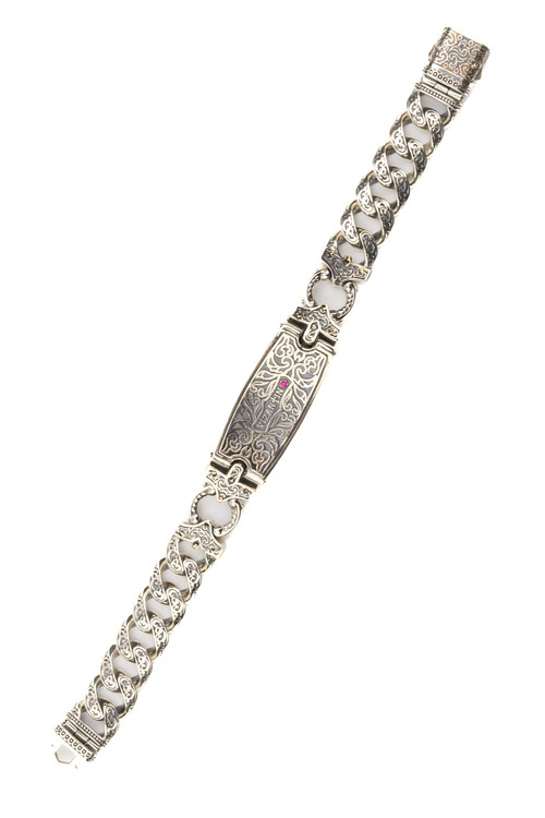 Браслет из серебра 925 пробы и золота 750 пробы c рубином