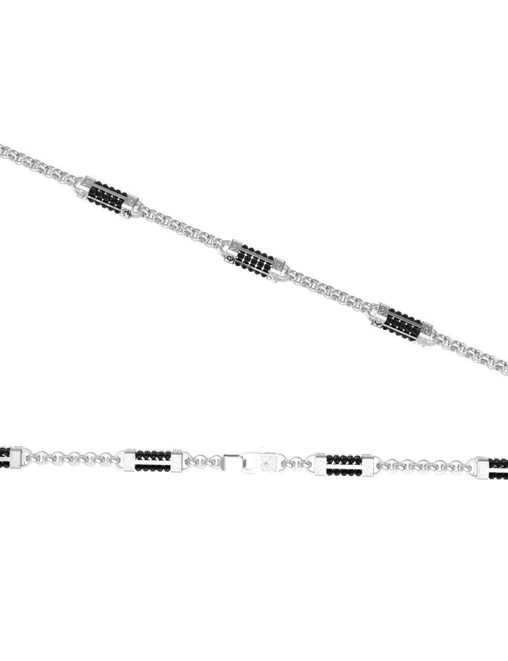 Цепь из белого золота c ониксом
