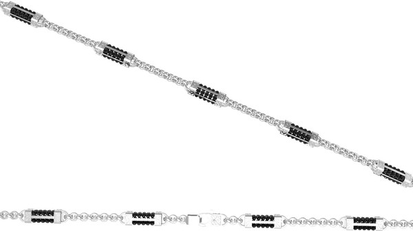 Цепь из белого золота 585 пробы c ониксом