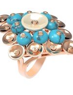 Кольцо из золота c бирюзой и перламутром