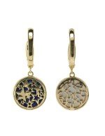 Серьги из лимонного золота c бриллиантами, лазуритом и перламутром