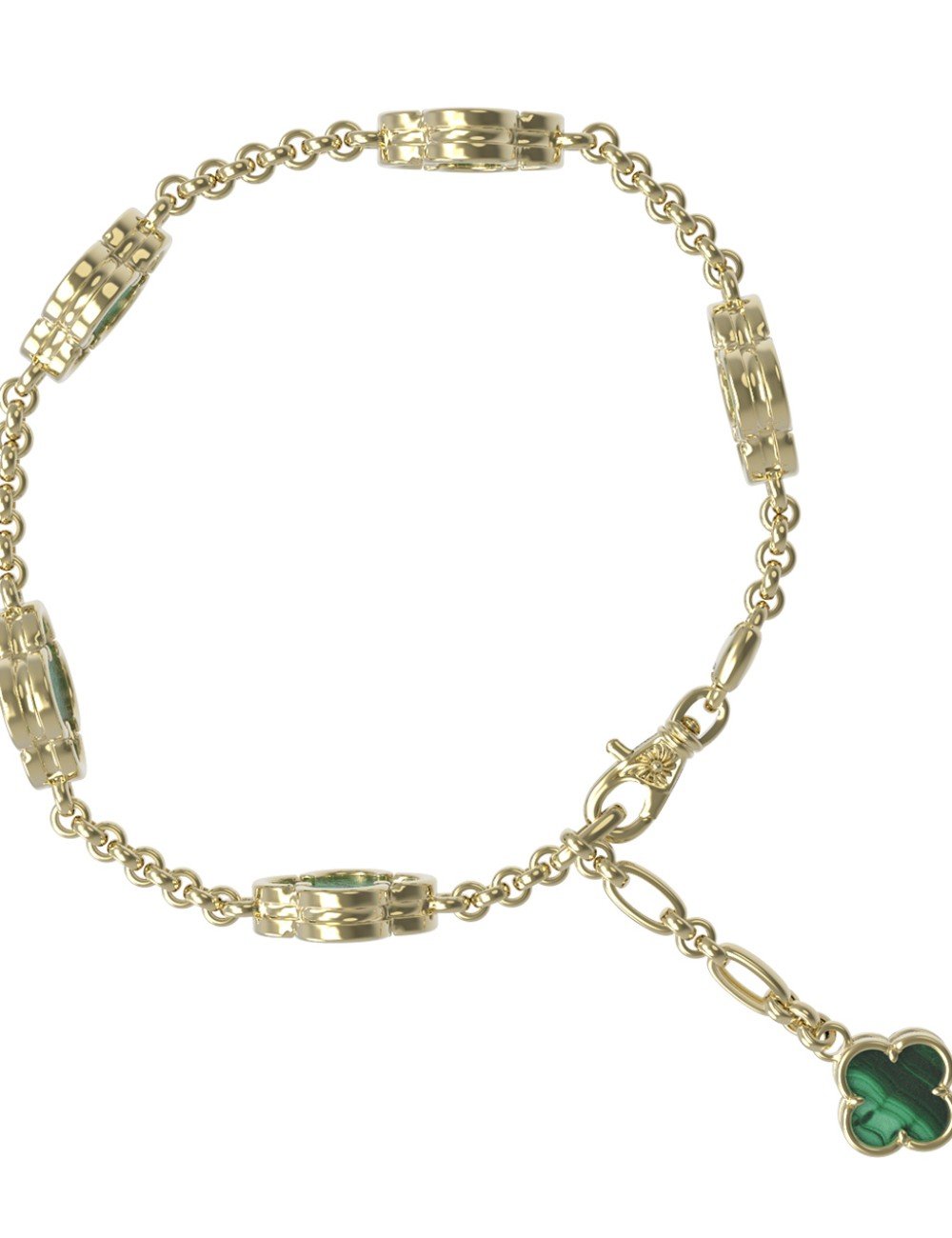 Браслет из лимонного золота c малахитом