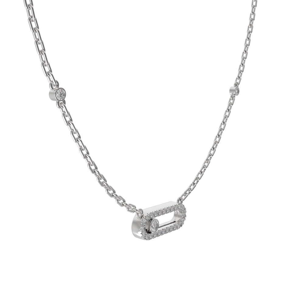 Колье из белого золота 585 пробы c бриллиантами