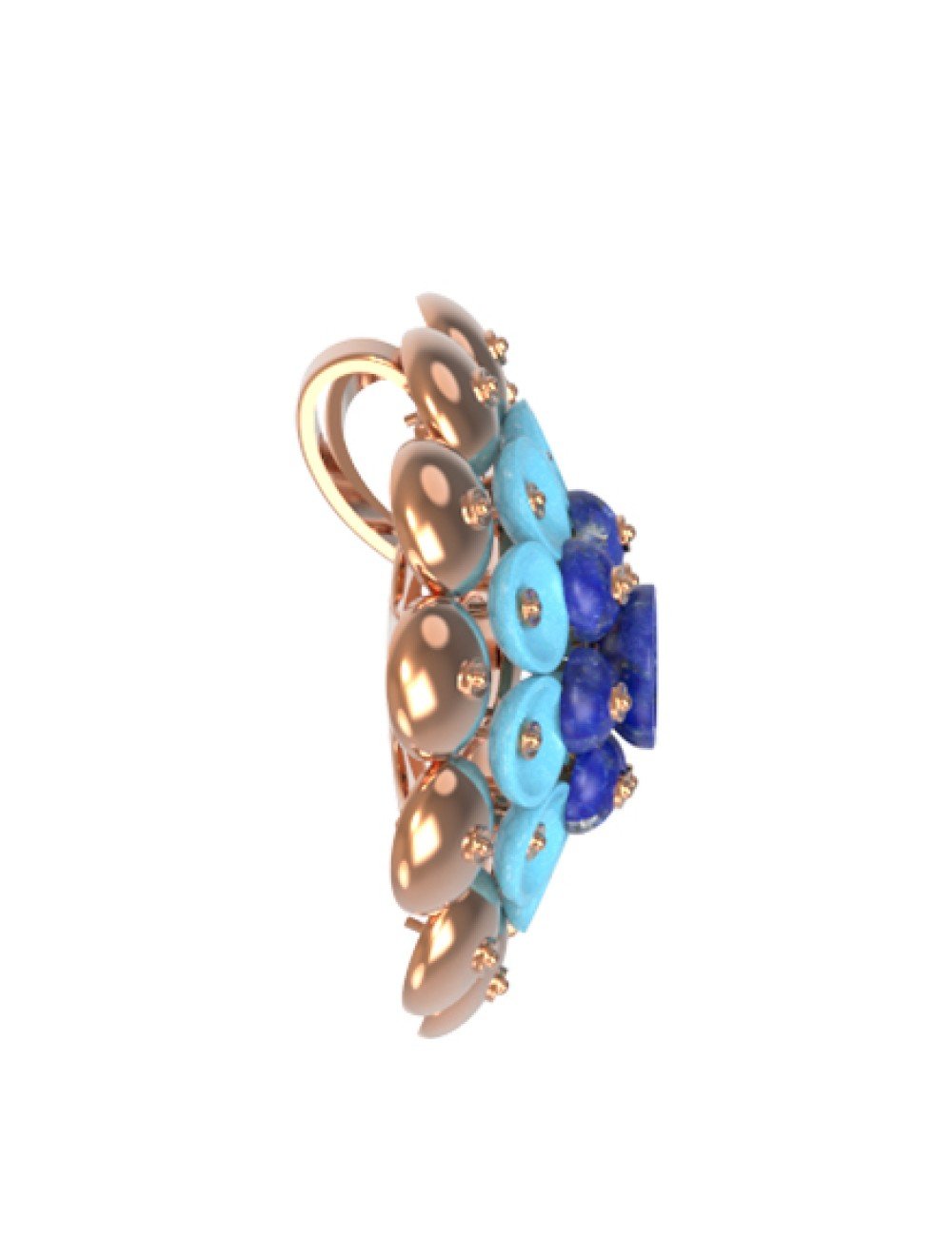 Подвеска из золота c бирюзой и лазуритом