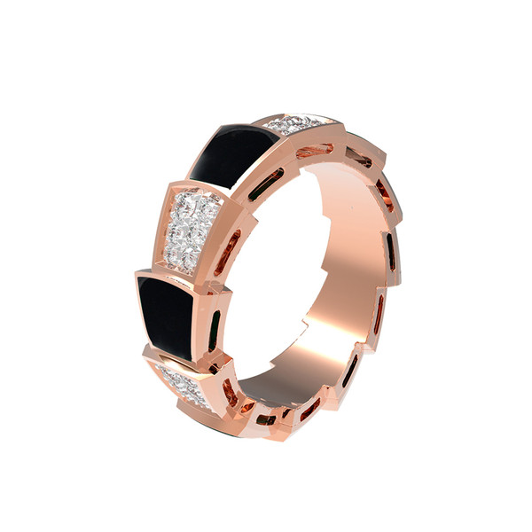 Кольцо из красного золота 585 пробы c бриллиантами и ониксом