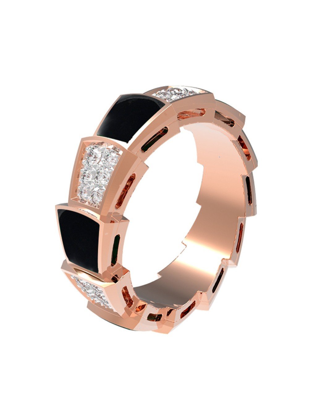 Кольцо из золота c бриллиантами и ониксом