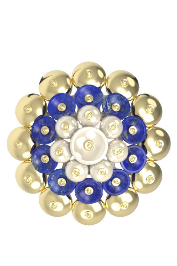 Подвеска из лимонного золота c лазуритом и перламутром