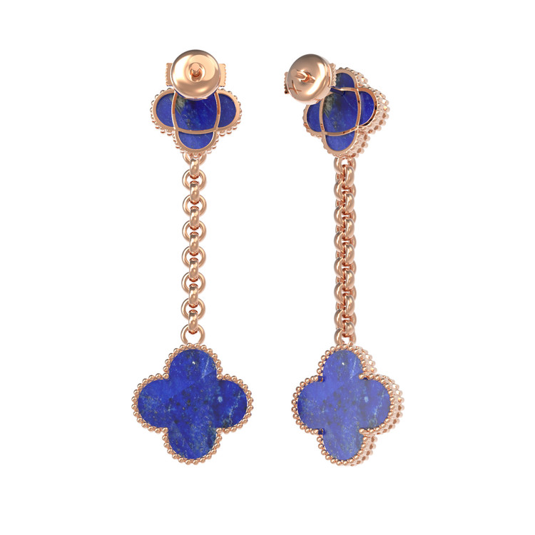 Серьги из красного золота 585 пробы c лазуритом