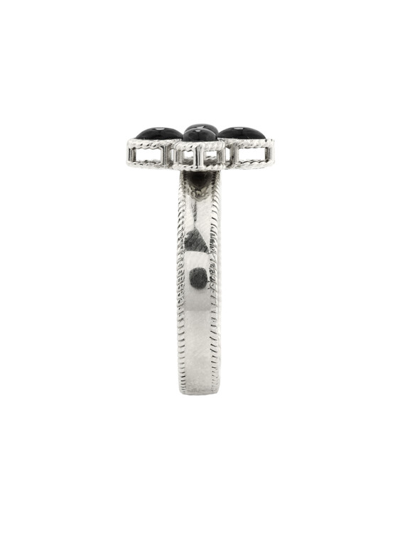 Кольцо из белого золота 585 пробы c бриллиантами и ониксом