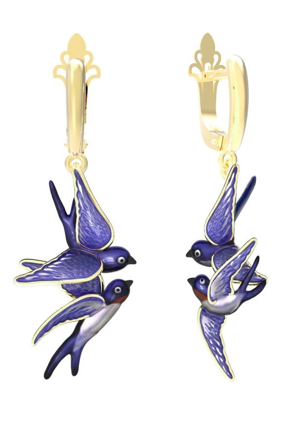 Серьги из лимонного золота c эмалью