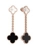 Серьги из золота c ониксом и перламутром